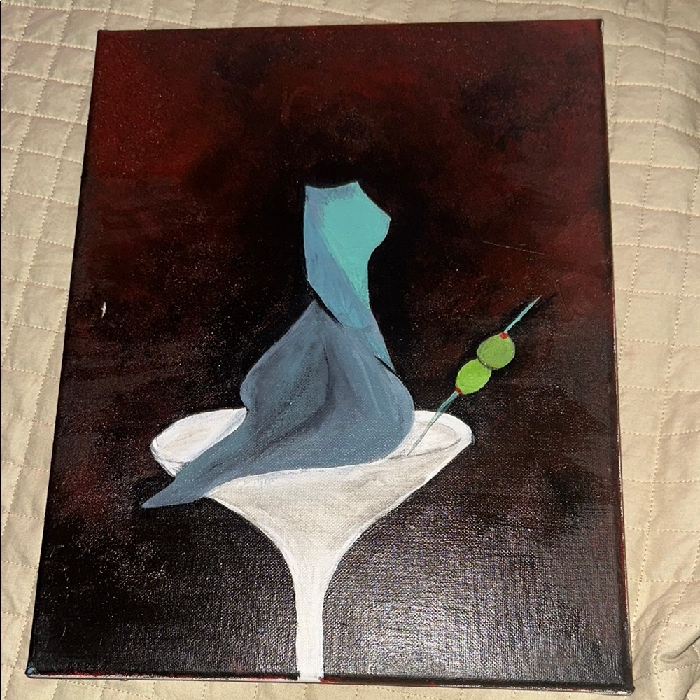 Abstract Martini Canvas Art in Black and Green